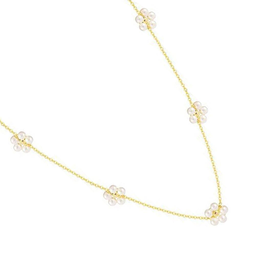 Elegant Pearls Choker Necklace Stylish Pearls Flower Necklace Bracelet Accessory Exquisite Adornment for Women