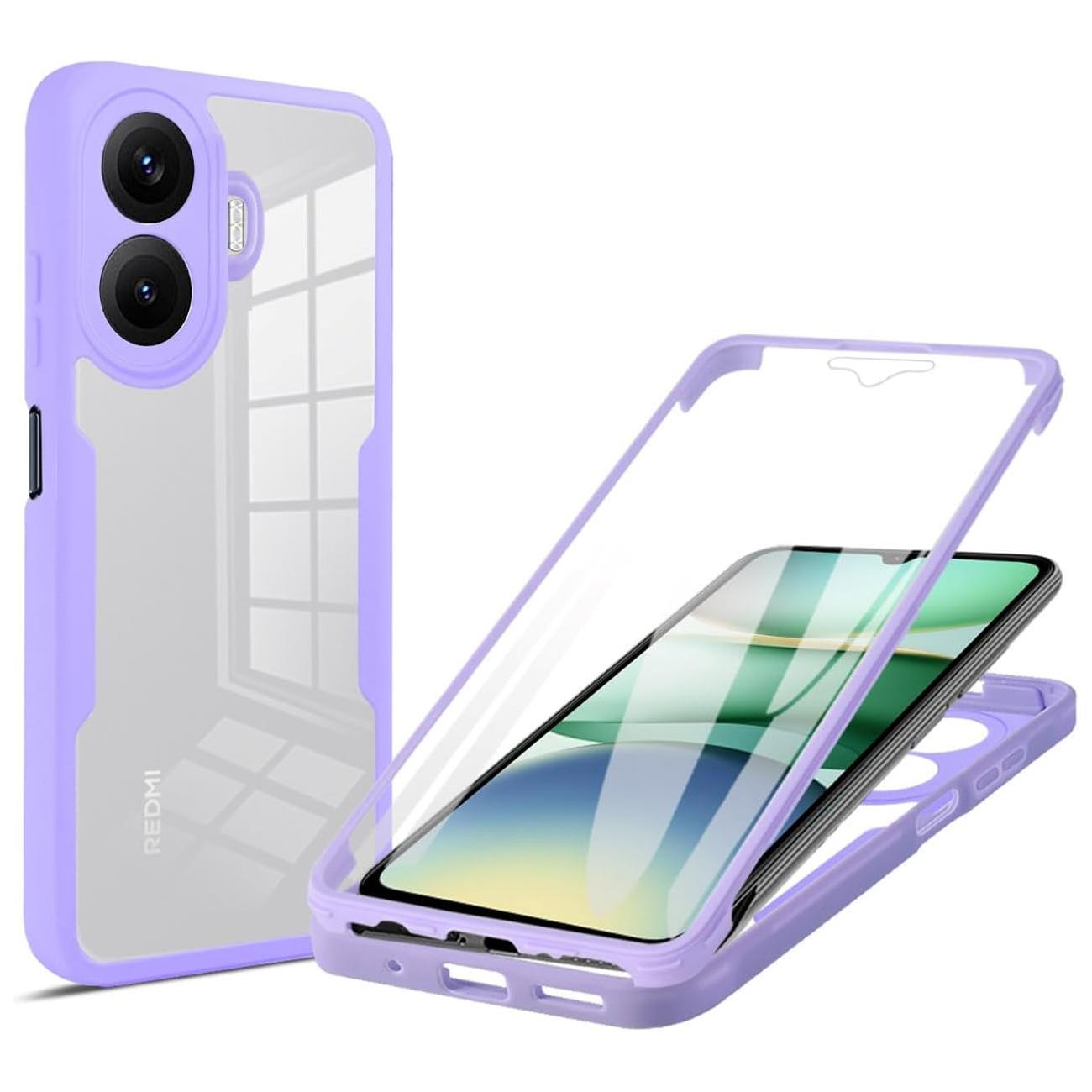 

Противоударный чехол с полной защитой корпуса для Xiaomi Poco F7 5G, защитная крышка, защитная пленка для экрана, Fundas Coque Capa Poco F7 фиолетовый