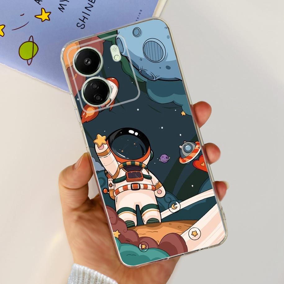 For Xiaomi POCO C65 Case Transparent Silicone Soft TPU Phone Cover For Xiaomi Mi Poco C65 Protective Bumper PocoC65 Flower Funda