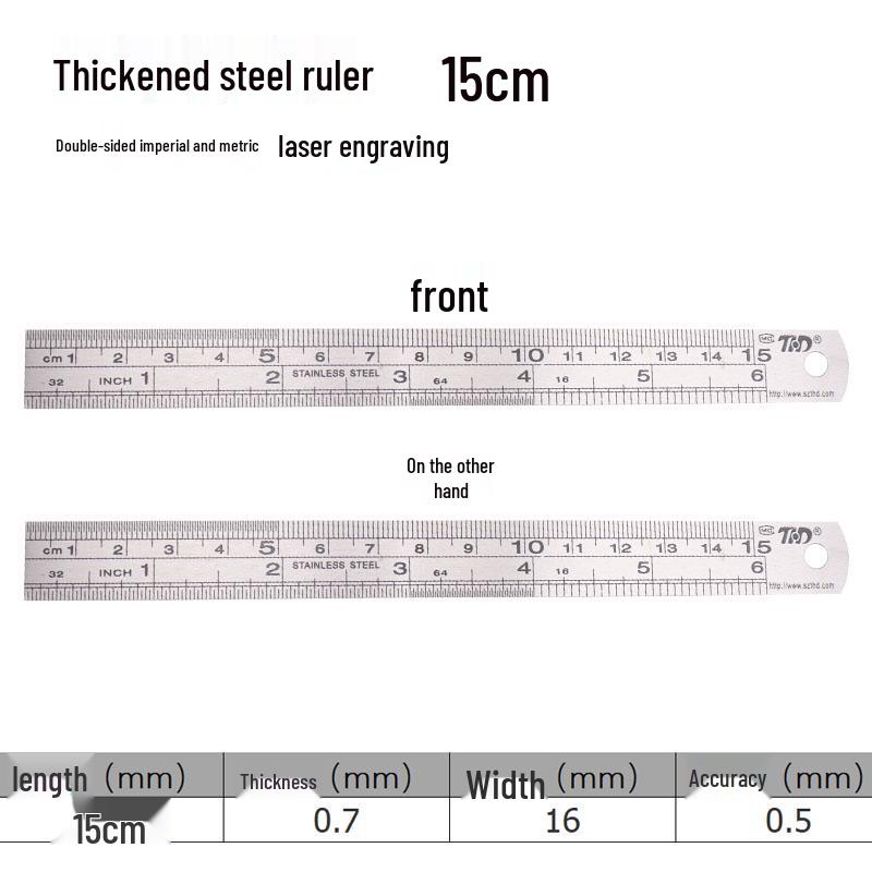 

Steel Ruler Set: 15cm, 30cm, 50cm - Thickened Stainless Steel Straight Rulers
