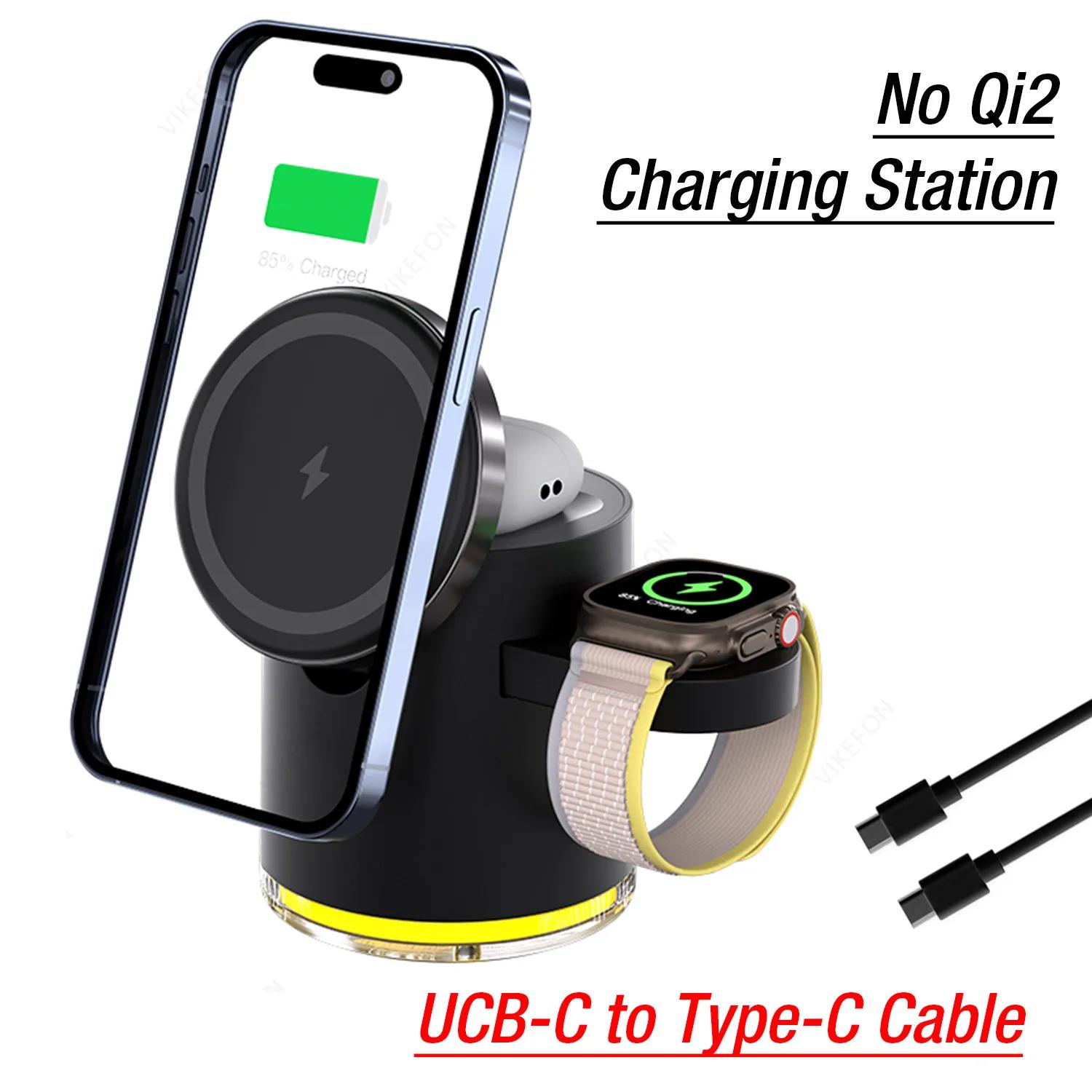

3 in 1 Magnetic Wireless Charger Station Qi2 Quick Fast Charging Stand for iPhone 16 15 14 13 12 iWatch 10/9/8/7 SE AirPods Pro