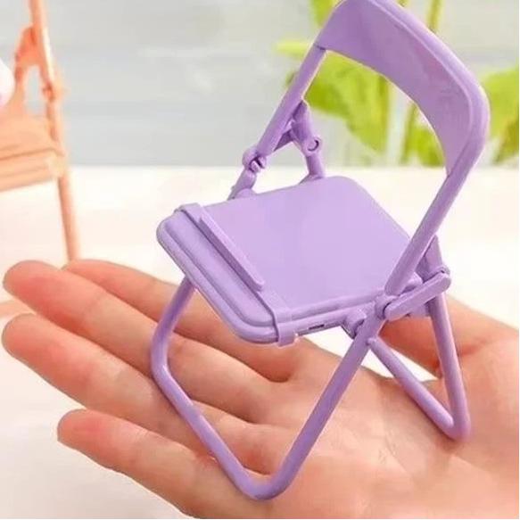 1 Pcs Creative Folding Chair Universal Desktop Mobile Phone Holder Mini Folding Stool Desk Decoration Gift Accessories фиолетовый