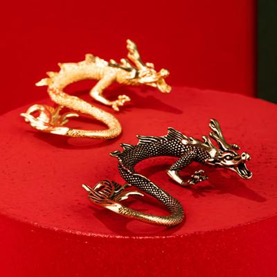 Brass Dragon Statue Tabletop Chinese Dragon Ornament Luck Dragon Figurine for Home