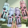 1PC Two Giraffe Neck Cross Print 750ml Color Plastic Sports Water Bottle Leakproof Flip Straw Lid Suitable for Sports Office Home Use
