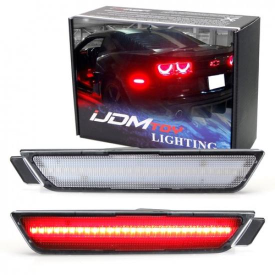 

Clear Lens Red LED Rear Side Marker Light For Chevy 2010-15 Camaro Back Bumper