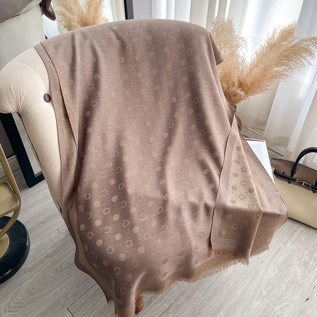 Scarf Women'S Gold Thread Spring And Autumn Thin Scarf Imitation Cashmere Polka Dots Simple Fashion Versatile Air Conditioner Shawl