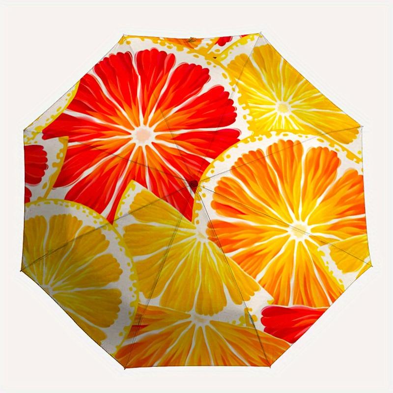 1pc Citrus Slices Automatic Open 8-Rib Windproof Umbrella, Travel & Commuting, Suitable for All Seasons