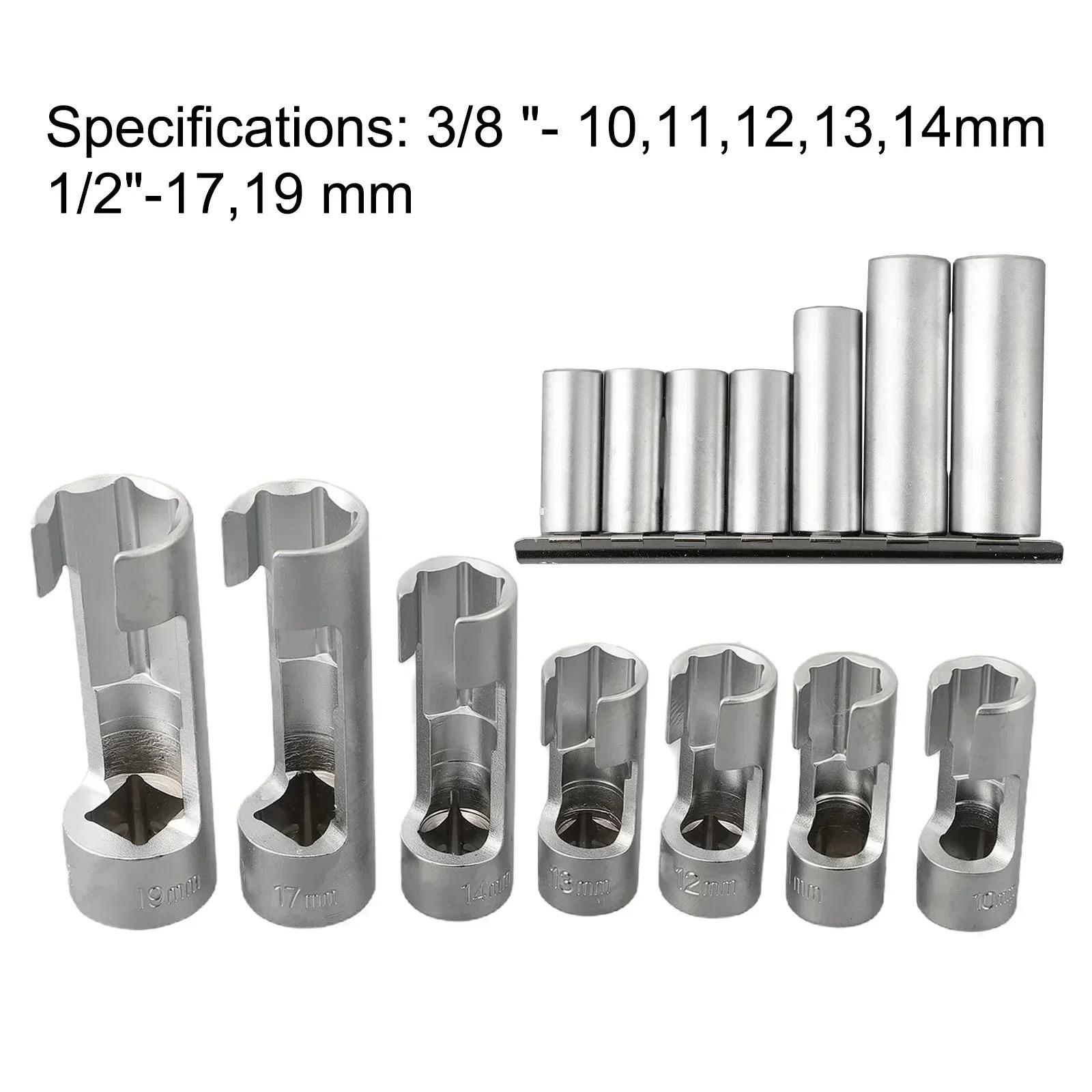 9x Fuel Line Socket Wrench 10-22mm 1/4 3/8 1/2Inch Diesel Injector Union Nut Socket For Pipe Connector Reoval Car Repairing-Tool темно-фиолетового