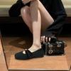 Cashmere Version~ Pearl Velvet Bow Winter Velvet Warm Single Shoes Women's French Flat Mary Jane Shoes Ladyshoes