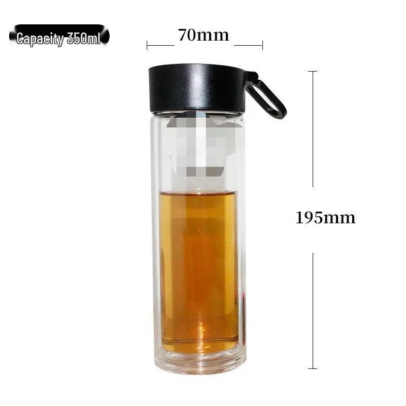 Engraved Promotional Double Layer Glass Cup with Custom Logo 350ml