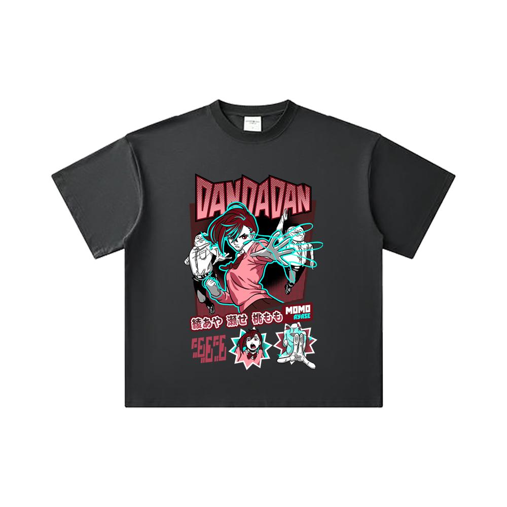 260 GSM Double Yarn 32 Count 100% Cotton Dandadan V15 Momo Print Unisex Heavy Cotton T Shirt
