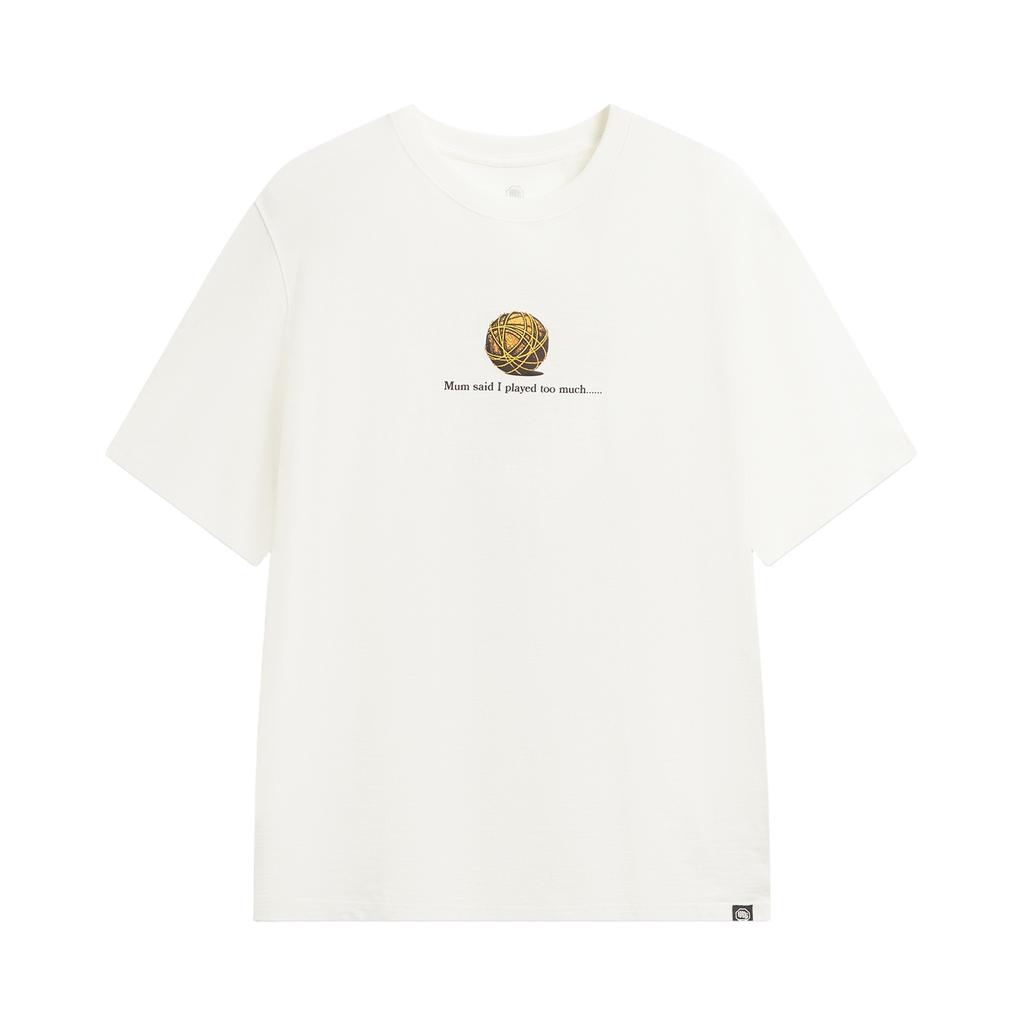 Li Ning BADFIVE T Shirts Men's Ivory Crew Neck Moderate AHSW167-4