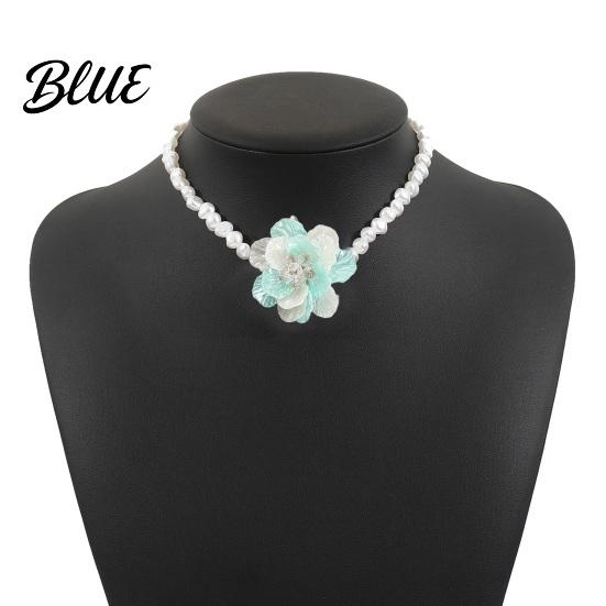Fade-resistant Necklace Camellia Faux Pearl Choker Retro Flower Beaded Elegant