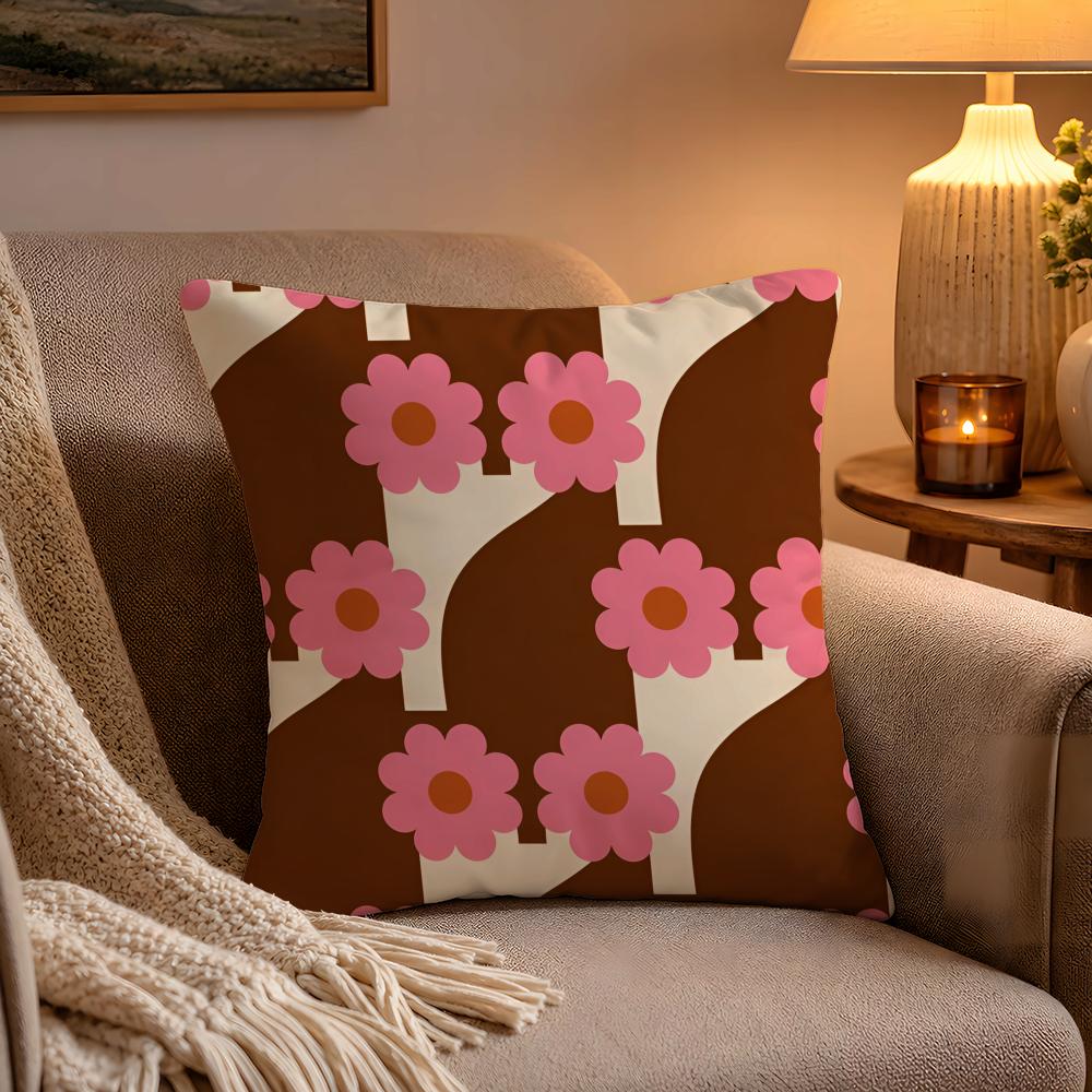 Fashion Art OOrla Kiely Flower Pillow Case Soft Plush Cushion Cover Double Print and Invisible Zipper for Sofa Home Car Use