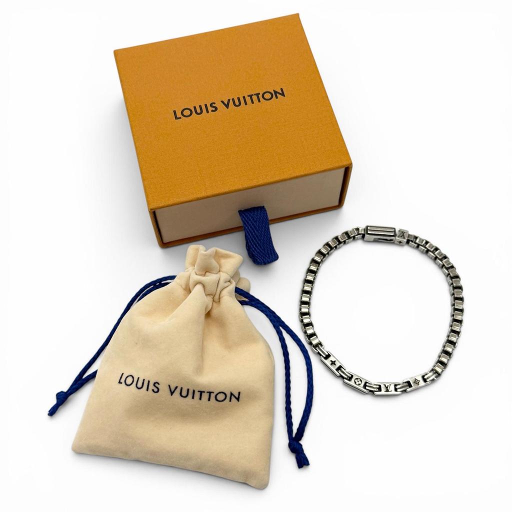 Great LOUIS VUITTON Bracelet LV Tailor Silver AG925 Mens L M1149L Used