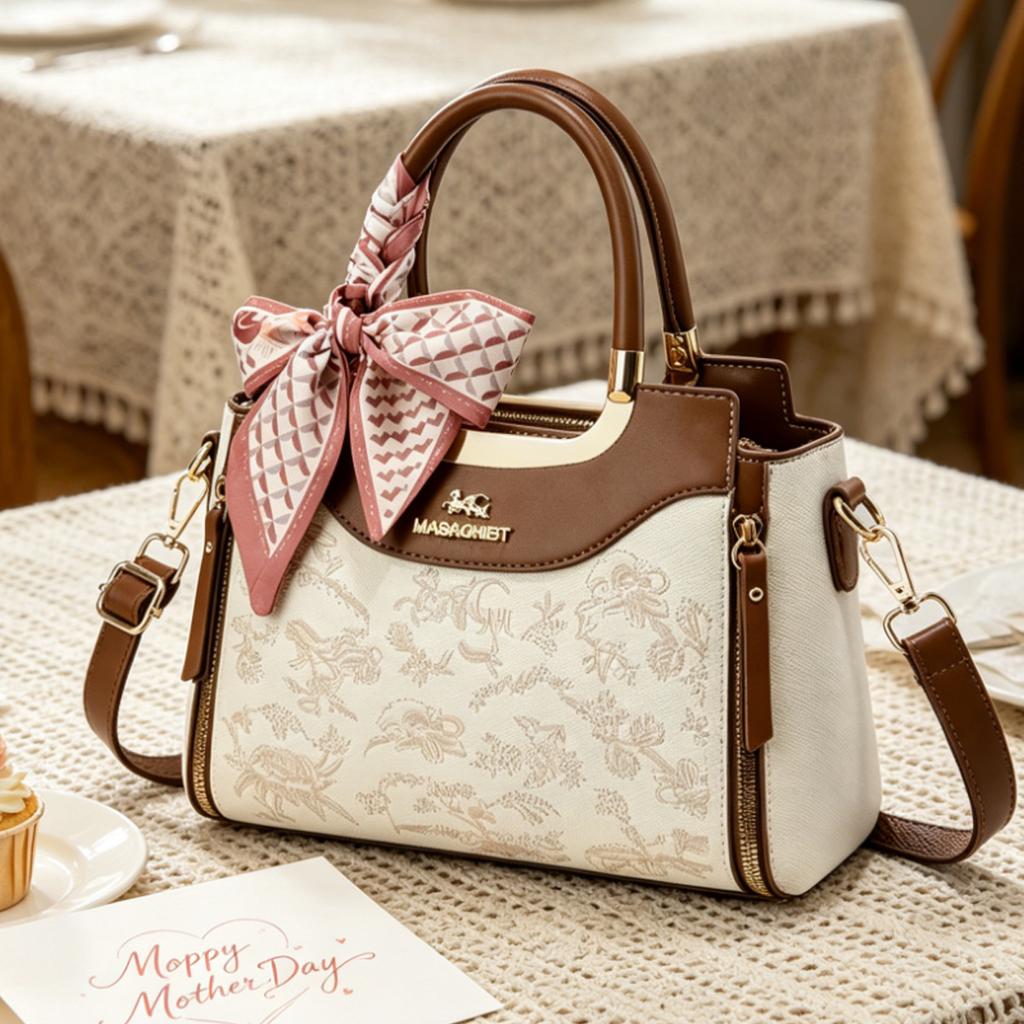 Premium Oriental Embroidery Handbag For Mature Ladies, Multiway All-Match Daily Shoulder & Crossbody Bag