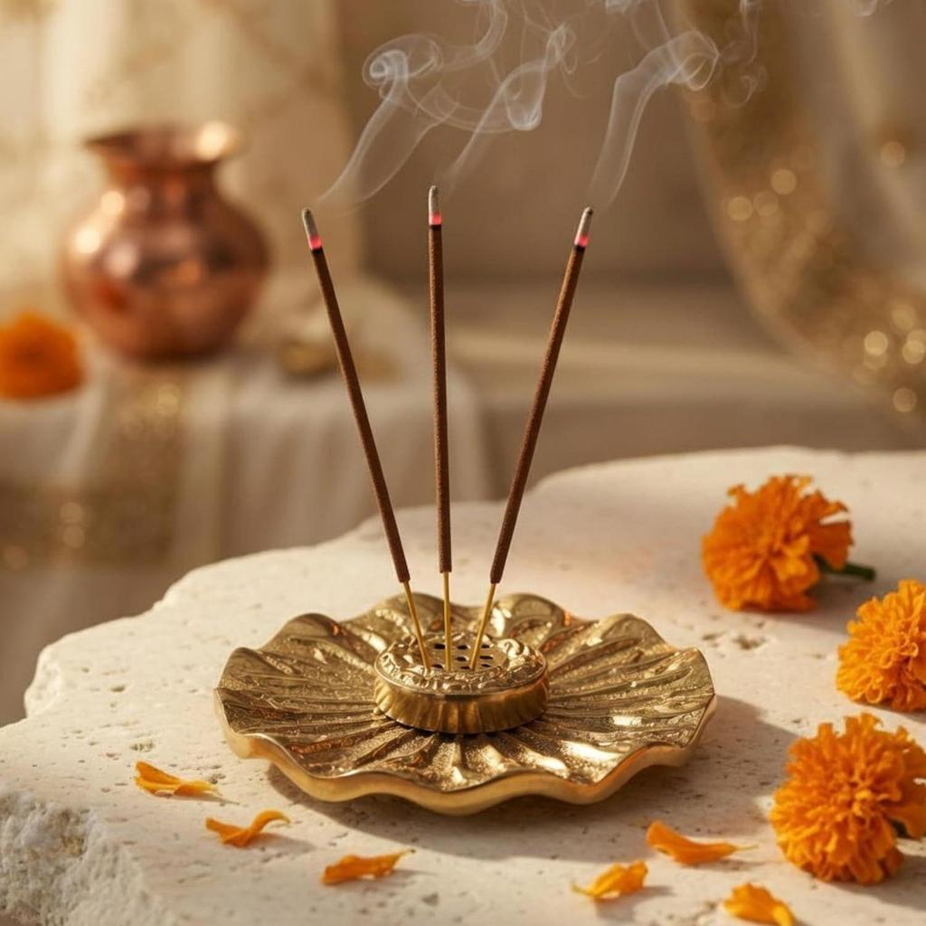 BEHOMA Incense Holder for Home Temple & Pooja Room | Agarbatti Stand | Handcrafted Ash Catcher |