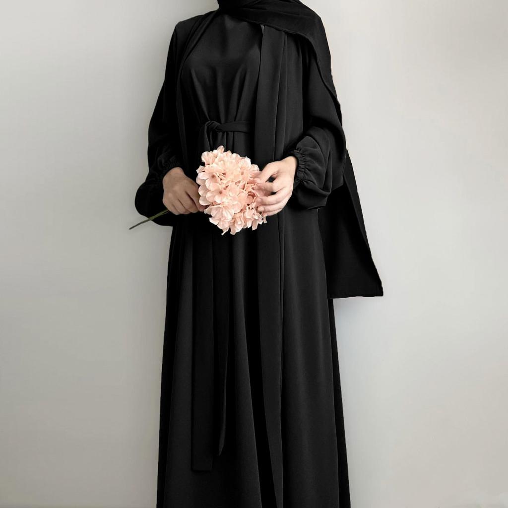 Dame muslimsk kåpe ensfarget todelt lang kjole