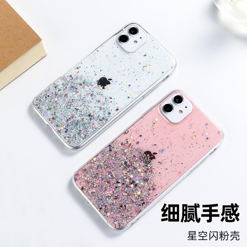 Girl's Heart Starry Sky Epoxy Suitable for iPhone15 Glitter Apple 14Pro Factory 11/12 Mobile Phone Case Soft