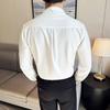 Spring Autumn New Men's V-Neck Shirt British Style Anti-Wrinkle Soft Solid Casual Elastic Slim Fit Long Sleeved Shirt Men Clothing