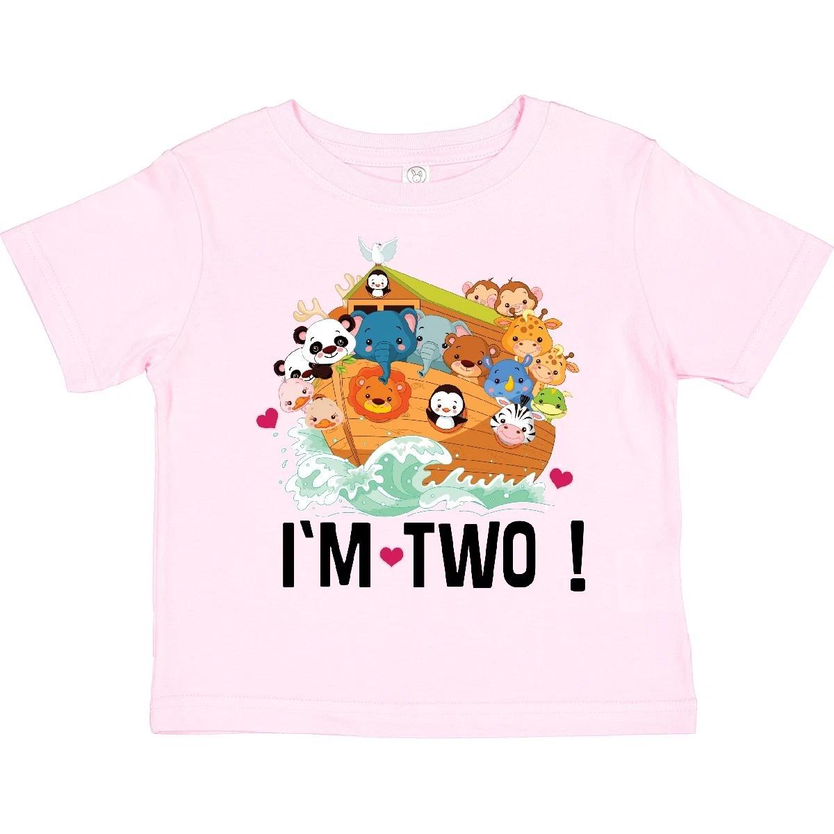 Inktastic 2nd Birthday Party Animal Ark Toddler T-Shirt Two Cute Animals Noahs 110