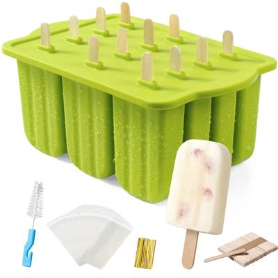 Ferramentas de sorvete DIY de verão com palitos de madeira Moldes de picolé de silicone Acessórios de cozinha Lanches para matar a sede para crianças