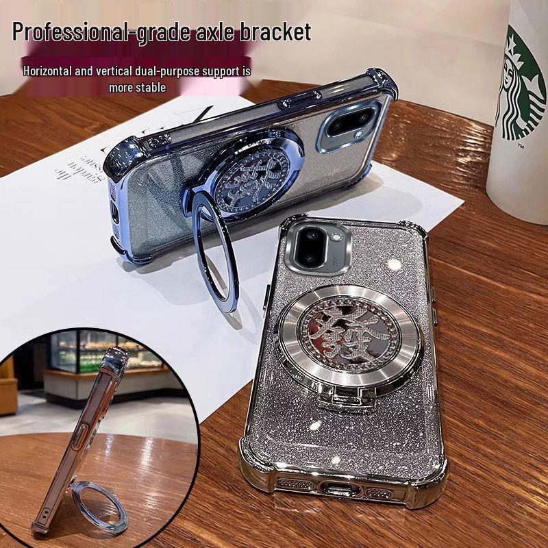 OnePlus ACE6T Phone Case: Full Coverage Mirror with Rotating Stand & Bracelet for OnePlus 15 - Creative, Internet Celebrity Style