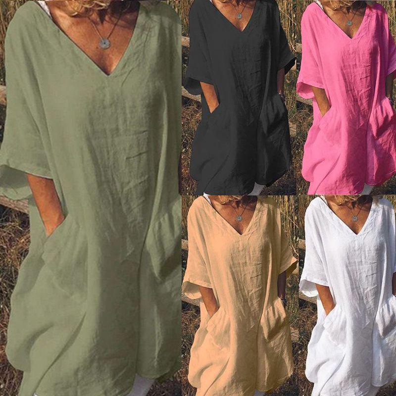 Stylish Women Long Tops Mini Dress Featuring Casual Half Sleeve Boho Design In Plus Sizes