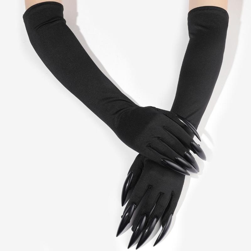 Halloween Cat Woman Paw Gloves With Long Fingernails And Claws Party Cosplay Costume Accessories