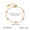 Zircon Stainless Steel Heart & Flower Bracelet - Elegant Luxury Bangle Fashion Jewelry.