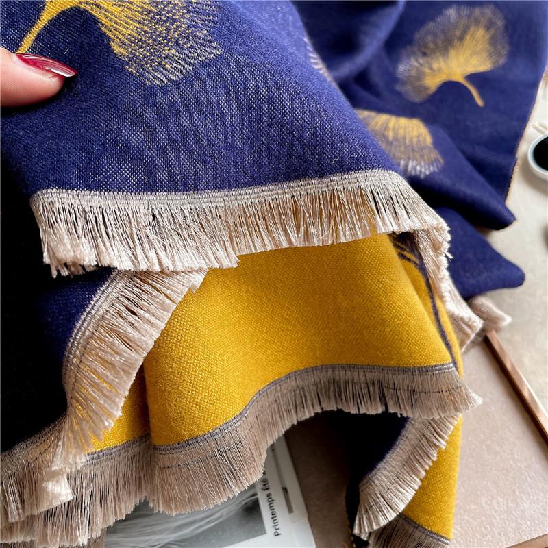 Luxury Brand Flower Print Winter Scarf Women Cashmere Warm Pashmina Foulard Female Scarves Long Blanket Thick Soft Shawls Wraps