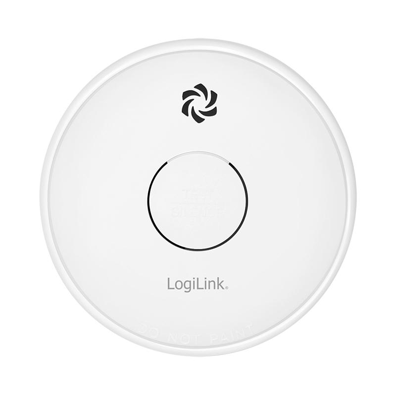 Smoke detector with replaceable 9V battery, Photoelectric, 85 dB EN14604 LogiLink