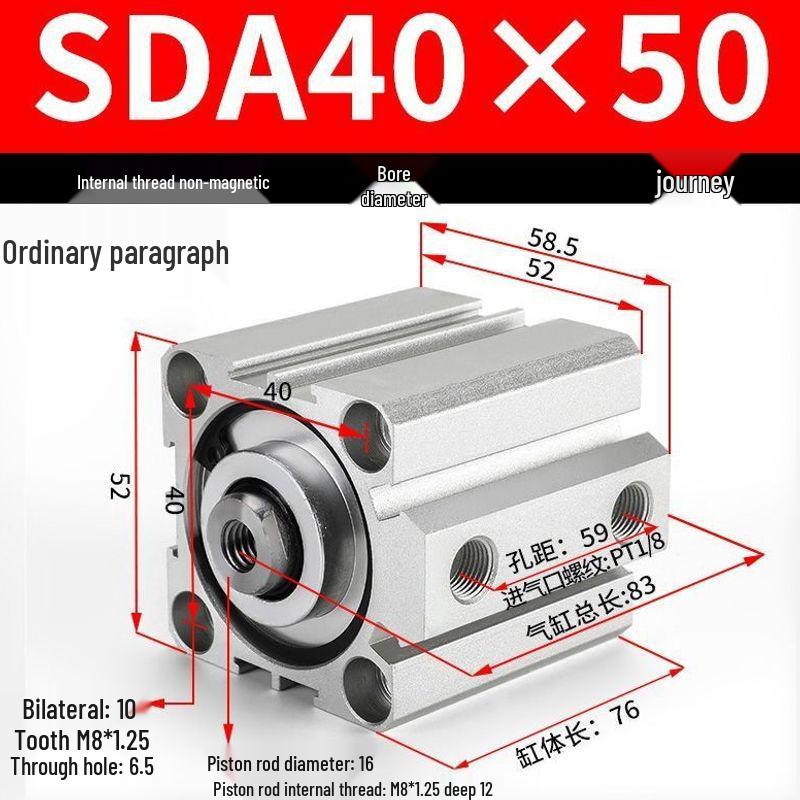 SDA Series Pneumatic Cylinders: Sizes 12 to 100mm, Stroke 35 to 90mm