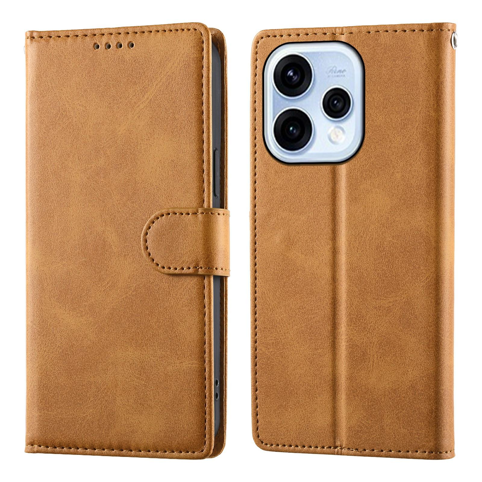

Phone Case For Oppo Reno15 5G (Global) / Reno15c 5G (China) Stand Wallet Calf Texture PU Leather Flip Phone Cover with Wrist Strap