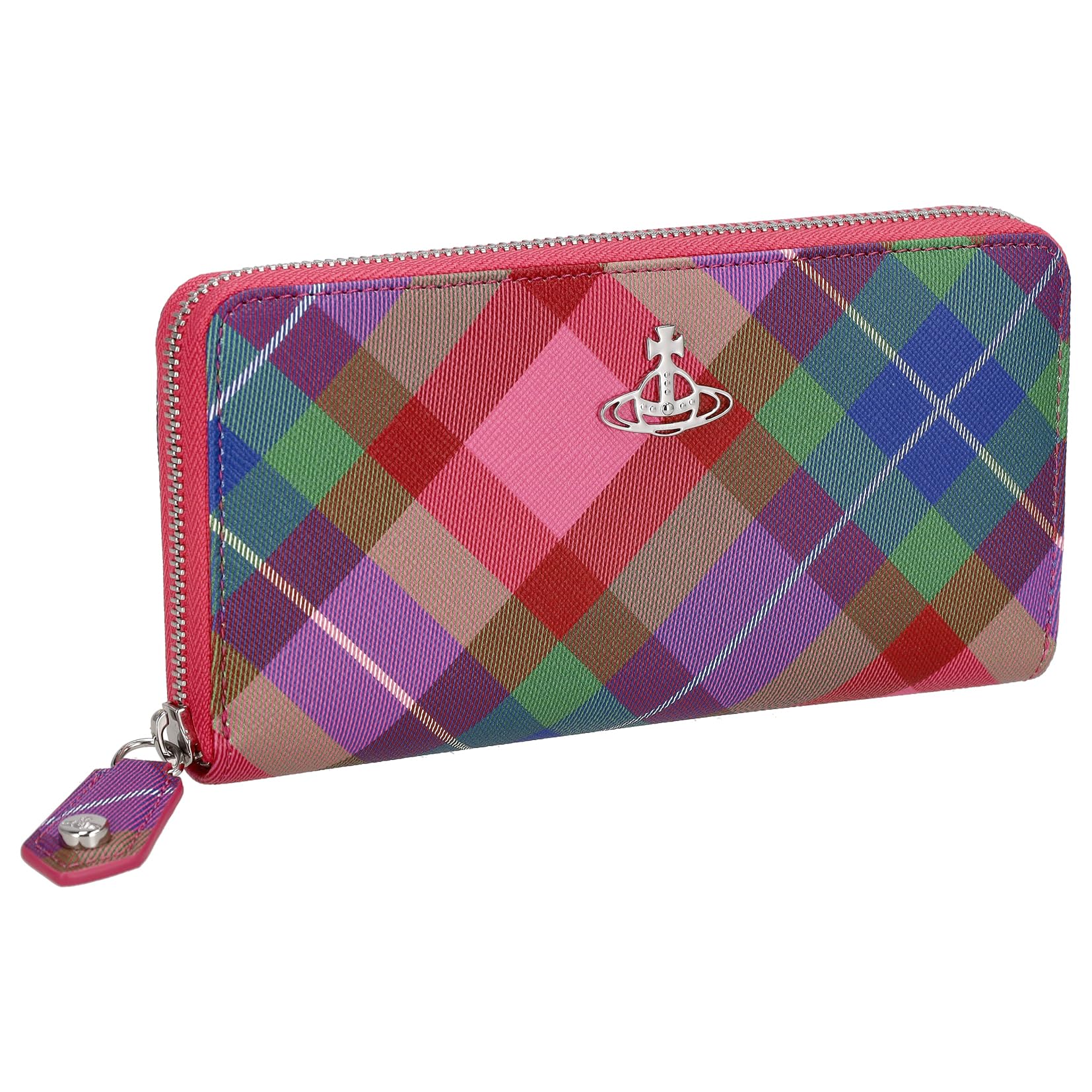 

Vivienne Westwood SAFFIANO PRINTED CANDY TARTAN Round Zip Wallet (51060058W) Women s [Used]