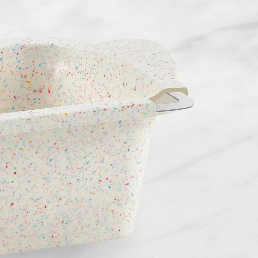 Silicone Loaf Pan Rainbow Granite 8.5 x 4.5 inch Dishwasher Safe Easy Release