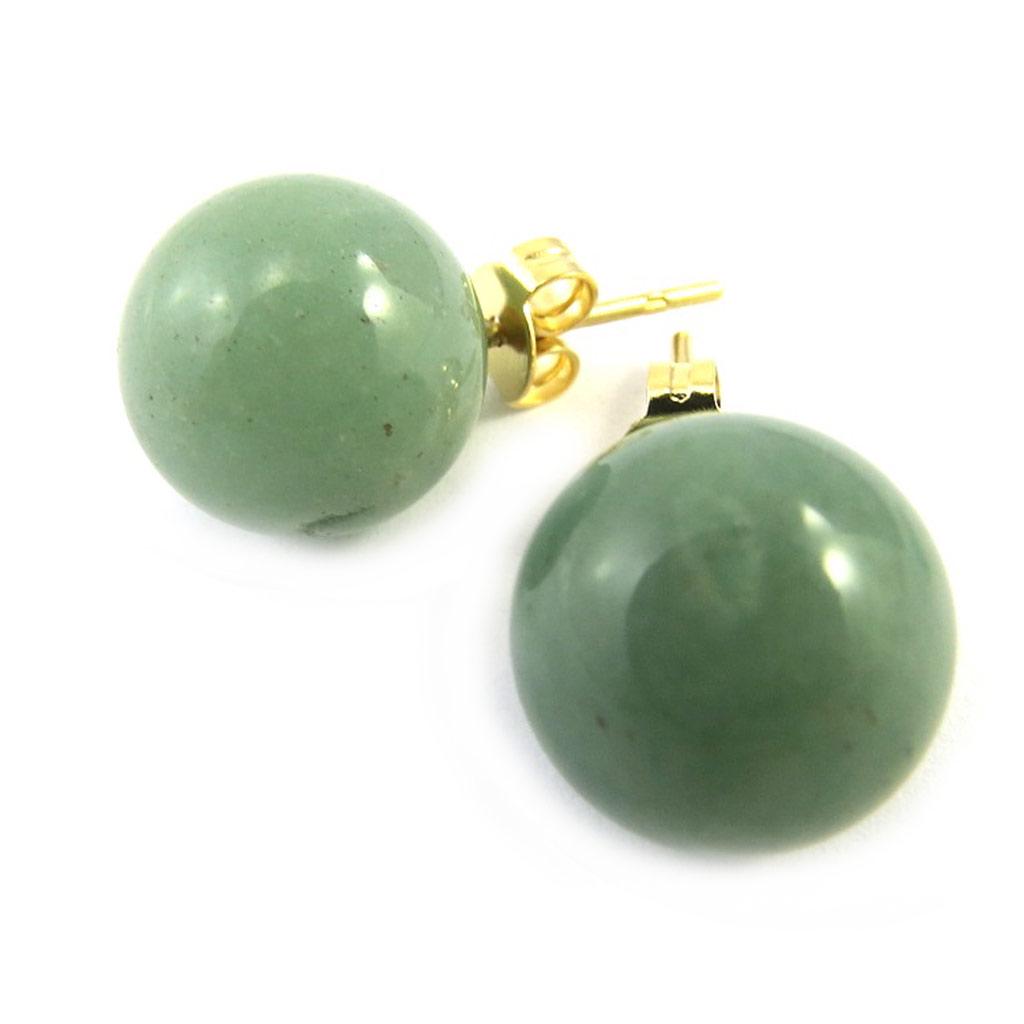Les Trésors De Lily [M6741] - Gold Plated 'Mineralia' Aventurine Earrings - 12 Mm