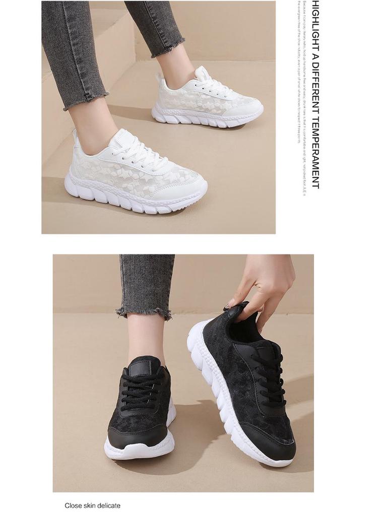 Atmungsaktive weiße Damen-Sneaker - Leicht, bequem und vielseitig für die Frühjahrs-/Sommer-Freizeitkleidung
