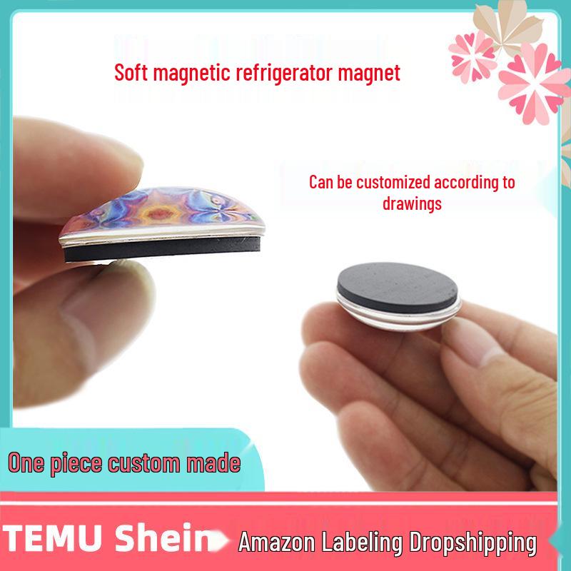 Gold Marble Glass Gem Magnet with Cross Gradient Design