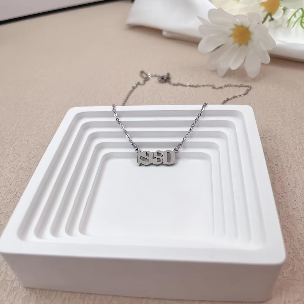 1999 Titanium Steel Minimalist Number Necklace - Unisex Anniversary Jewelry Gift for Valentine's Day, Casual Attire & Special Occasions