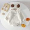 Neugeborenes Baby Bär Kapuzen-Strampler Flauschiger Fleece Plüsch Overall Langarm Cartoon Body für Säugling Winter Outfit