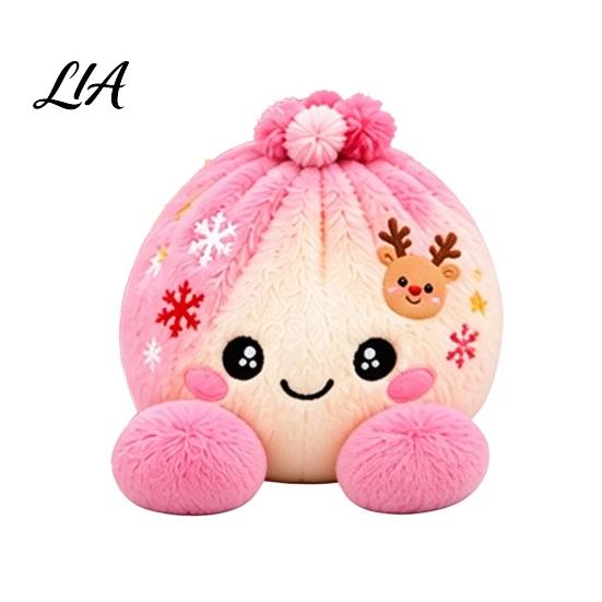 Cartoon Steamed Bun Plushie Christmas Plush Dumpling Toy with Steamer, Stress Relief Stuffed Decoration Squeeze Toy, for Holiday Steamer