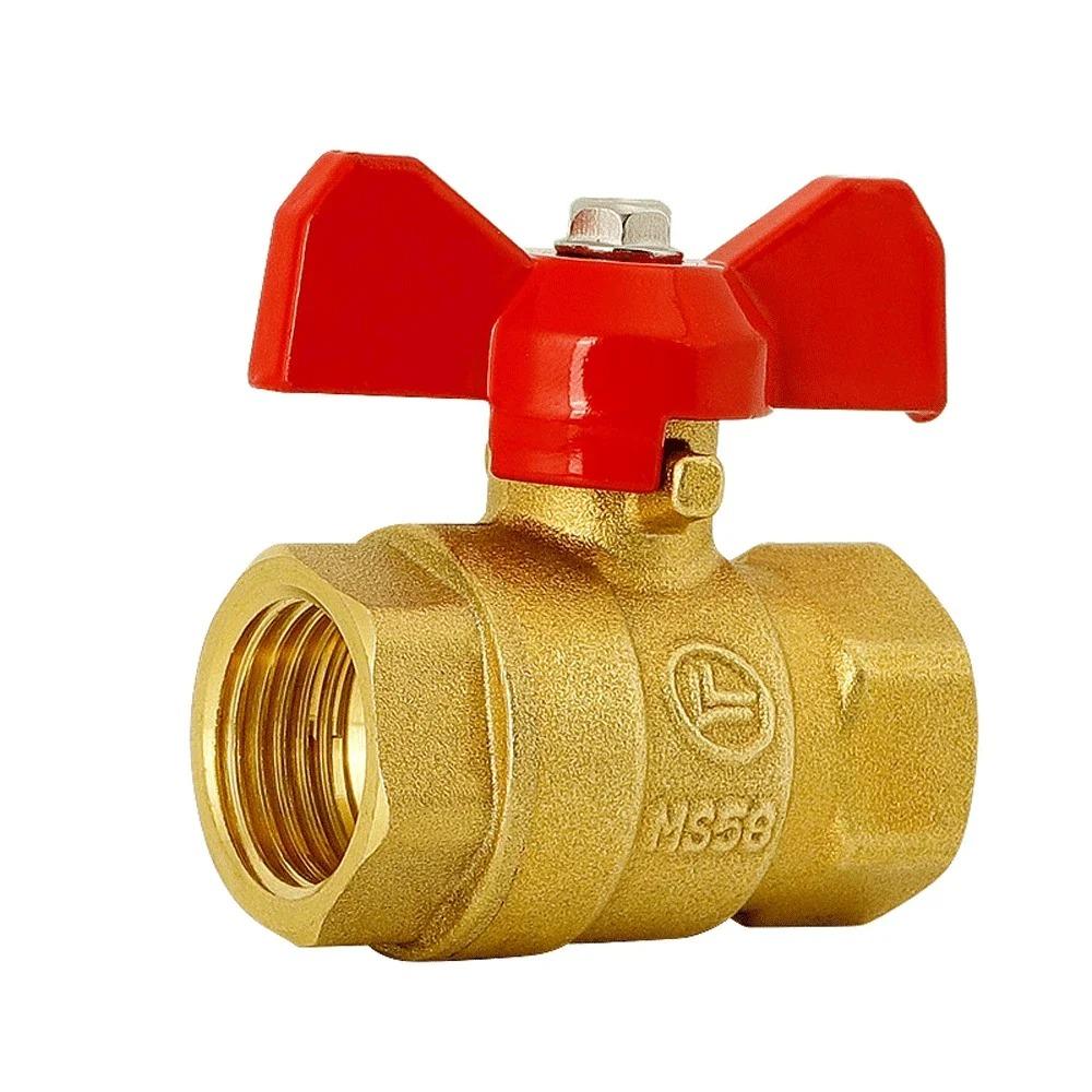 1/4" 3/8" 1/2" 3/4" BSPP Male To Female Brass Shut Off Ball Valve Fuel Gas with Red Blue Butterfly Handle Water Heater Switch