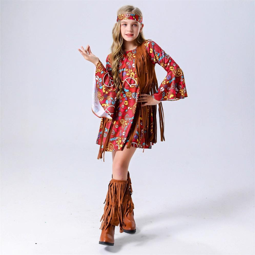 Halloween Vintage 70 Disco Hippie Costume Tassel Hip Hop Costume Rock Costume
