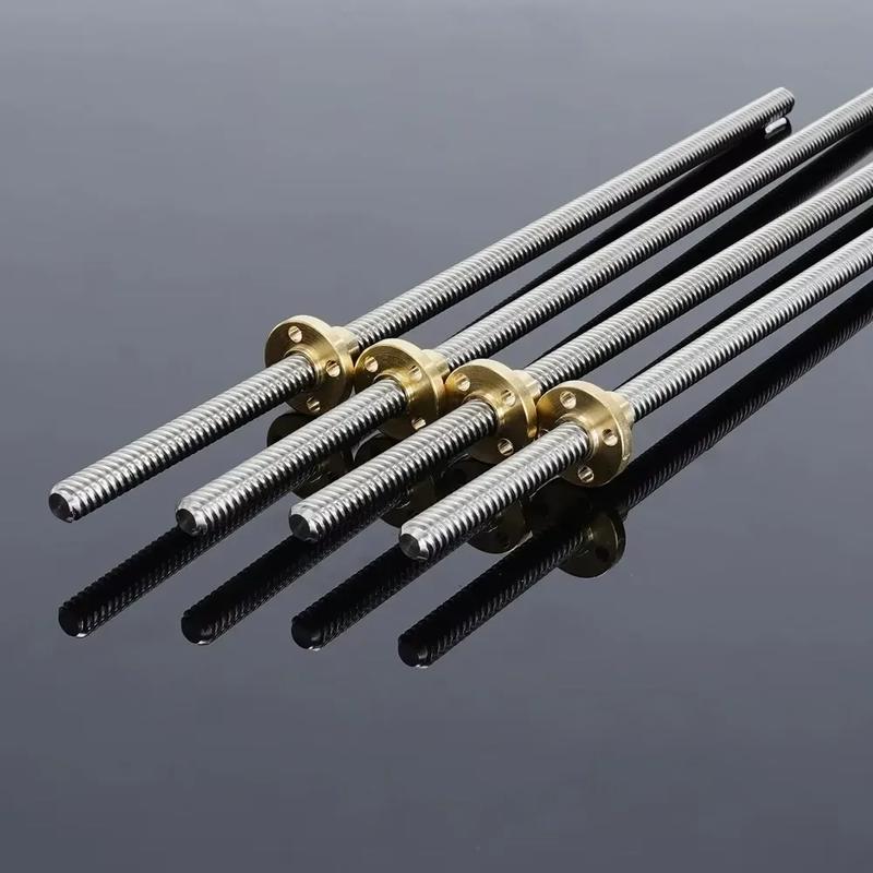 T8 Trapezgewindespindel mit Mutter Außendurchmesser 8mm Steigung 2mm Teilung 2mm 100mm-200mm-300mm-400mm-500mm Gewindespindel mit Messingmutter Reprap 3D-Drucker Teile