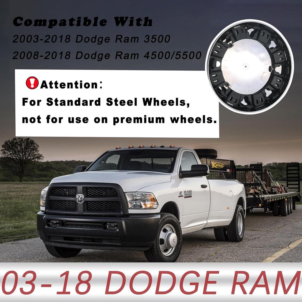 TQPONLY Chrome Front Dually Wheel Center Cap | Compatible With 2003-2017 Dodge Ram 3500 Accessories | 1-Ton 17" Dual Wheels