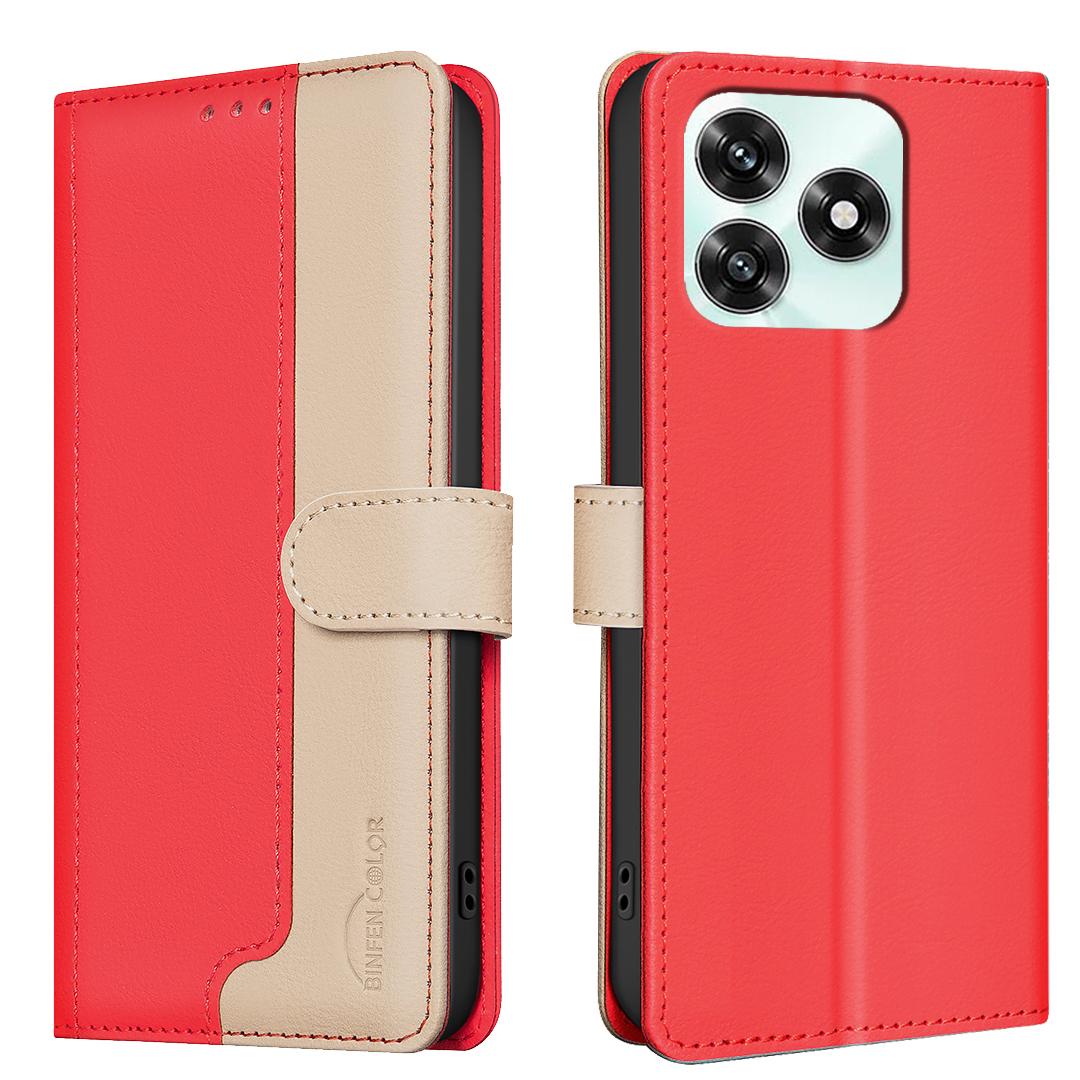 

For Honor X5c 4G/Honor X5c Plus 4G Leather Case BINFEN COLOR Splicing Color RFID Blocking Wallet Stand Phone Cover