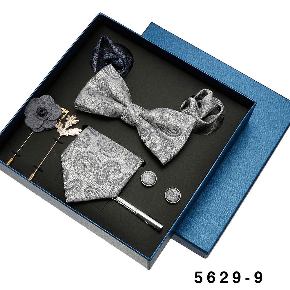 Men's Formal Tie & Pocket Square Eight-Piece Gift Set - High-End Wedding & Business 