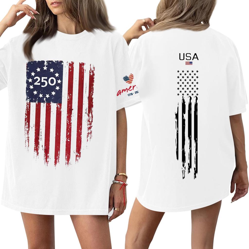 Damen Lässiges Mode Rundhals Lässiger Print Kurzarm T-Shirt Top