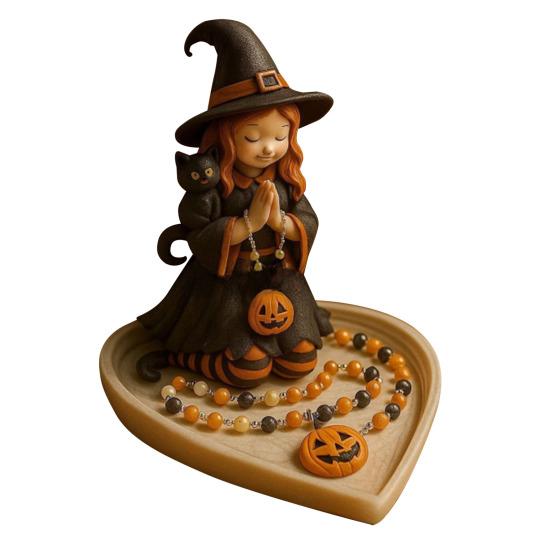 Halloween Witch Display Stand Multi-purpose Jewelry Key Trinkets Holder Organizer Home Office Desktop Decoration Ornament